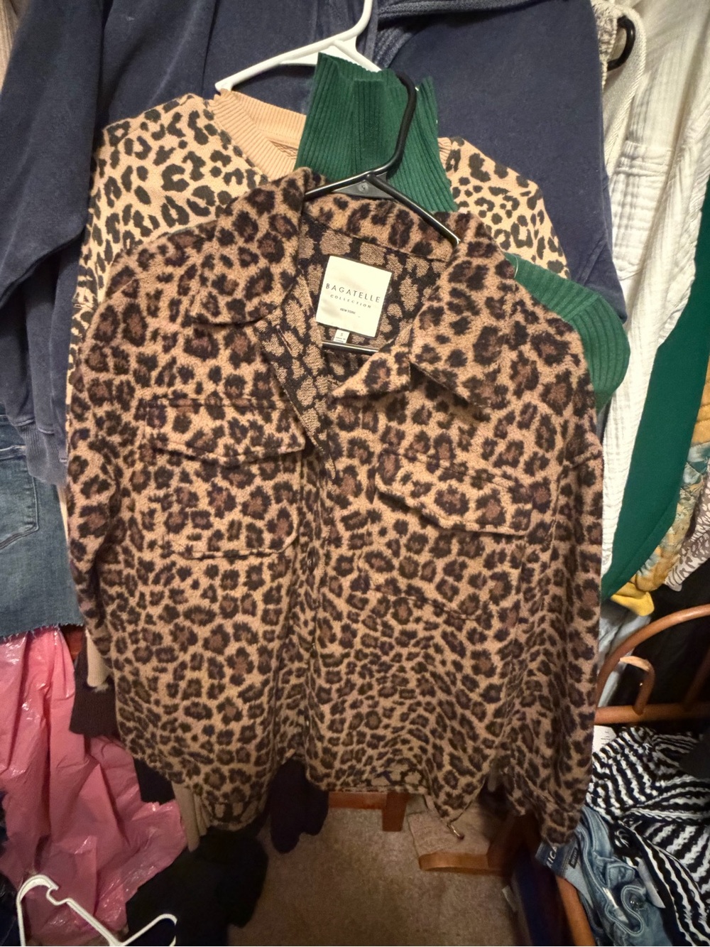 bagatelle Leopard Print Teddy Jacket in Brown and Black